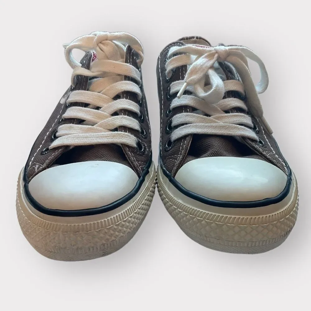 True Religion Men's Brown‎ Canvas Lace Up Low Top Keds Sneakers Size 7.5